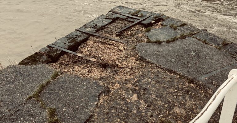 Members – Please Note: Due to erosion, the top of the brick buttress at Sturminster Mill has been worn away and the metalwork exposed.   This is a health and safety risk and members must not fish from there.